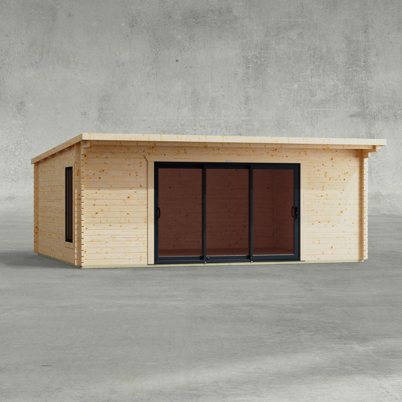 Powersheds 20 x 16ft Pent Aluminium Sliding Door Log Cabin - 44mm
