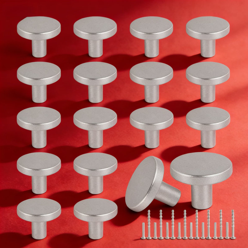 Paquet de 12 boutons de tiroir en acier inoxydable, poignées d'armoire à dessus plat de 30 mm pour la commode, la cuisine et la quincaillerie du meuble