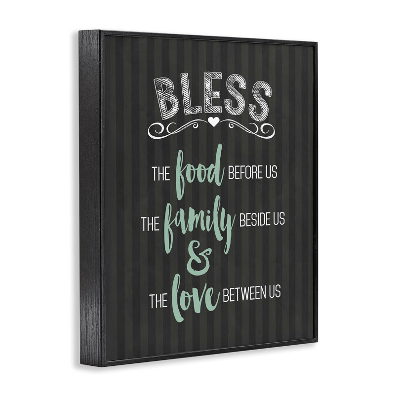 «Bless The Food Family & Love», estampe numérique giclée par Designed, H 14 po x l 11 po, Giclée encadrée noir minuit