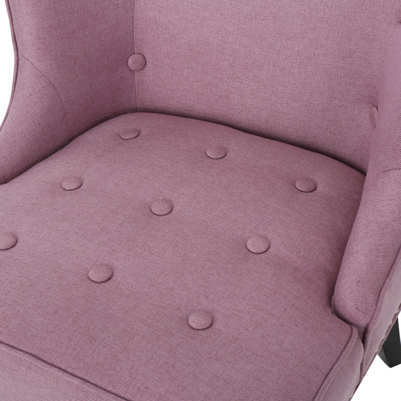 Staas Tufted Wingback Chair Modern Accent Chair Armless Chair Reading Chair Bedroom Chair, Purple Fabric