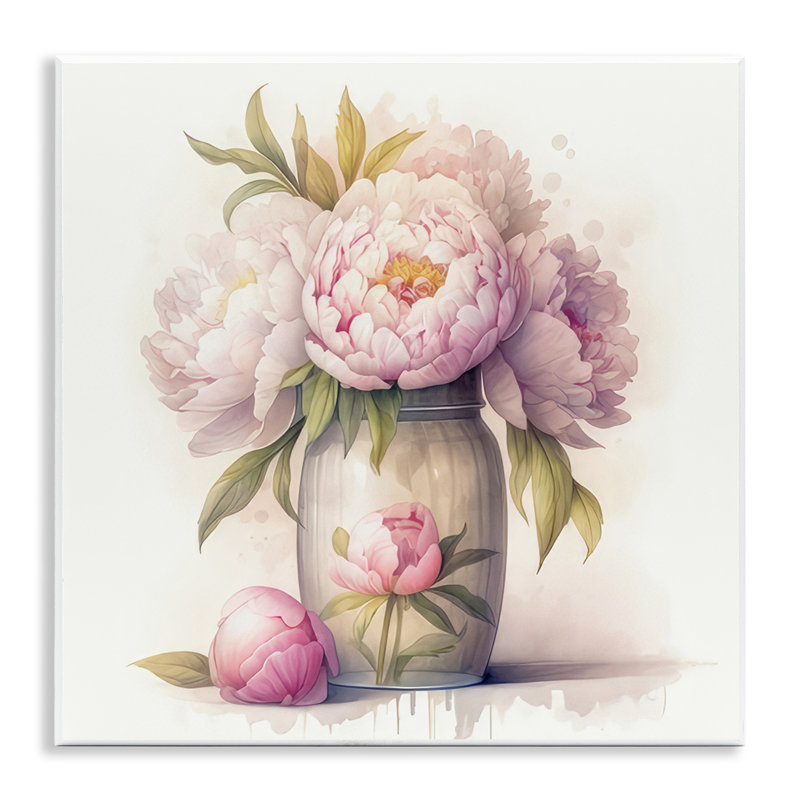 Art sur plaque de pivoines roses douces par LSR Design Studio
