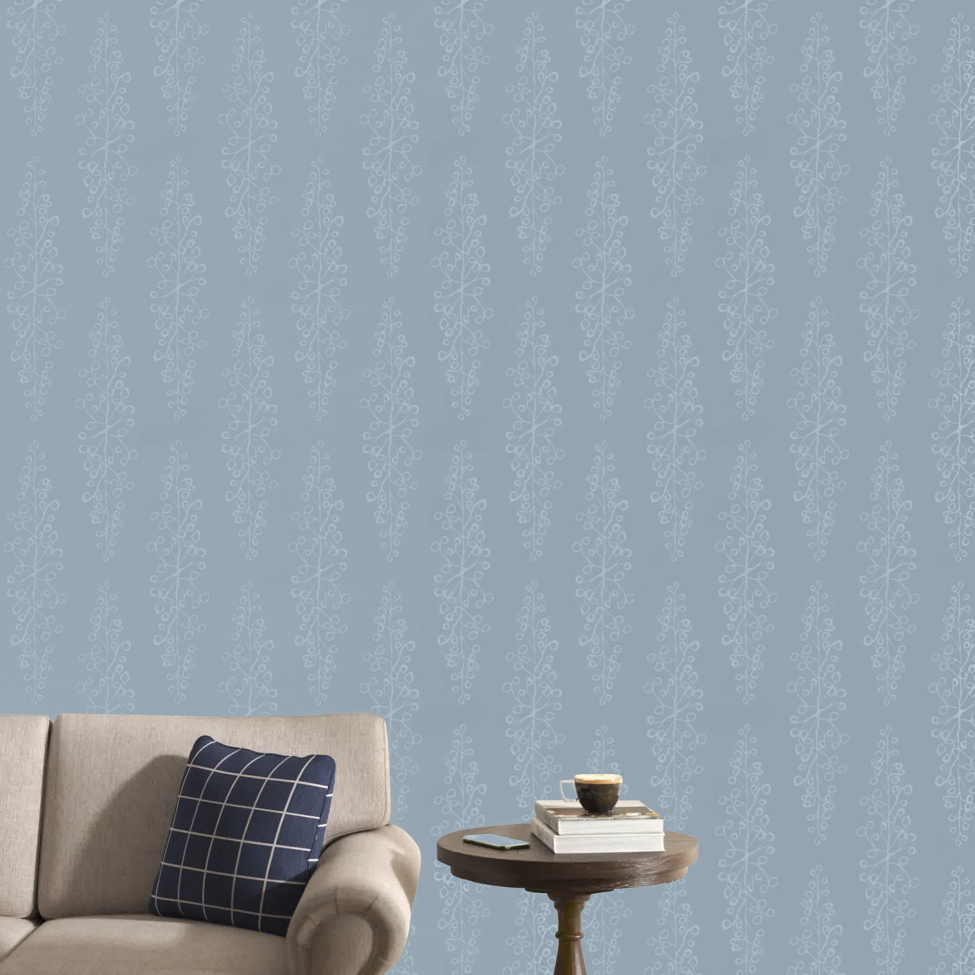 Kirk Modern Floral Wallpaper, Blue