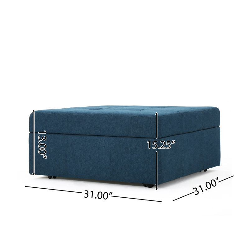 Repose-pieds bas avec rangement, carré de 31 pouces, capitonné bleu marine