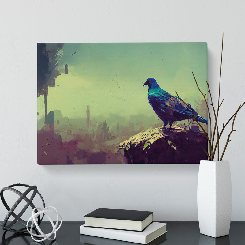 Mysterious Pigeon Bird - Wrapped Canvas Painting, 50cm H x 76cm W x 3cm D