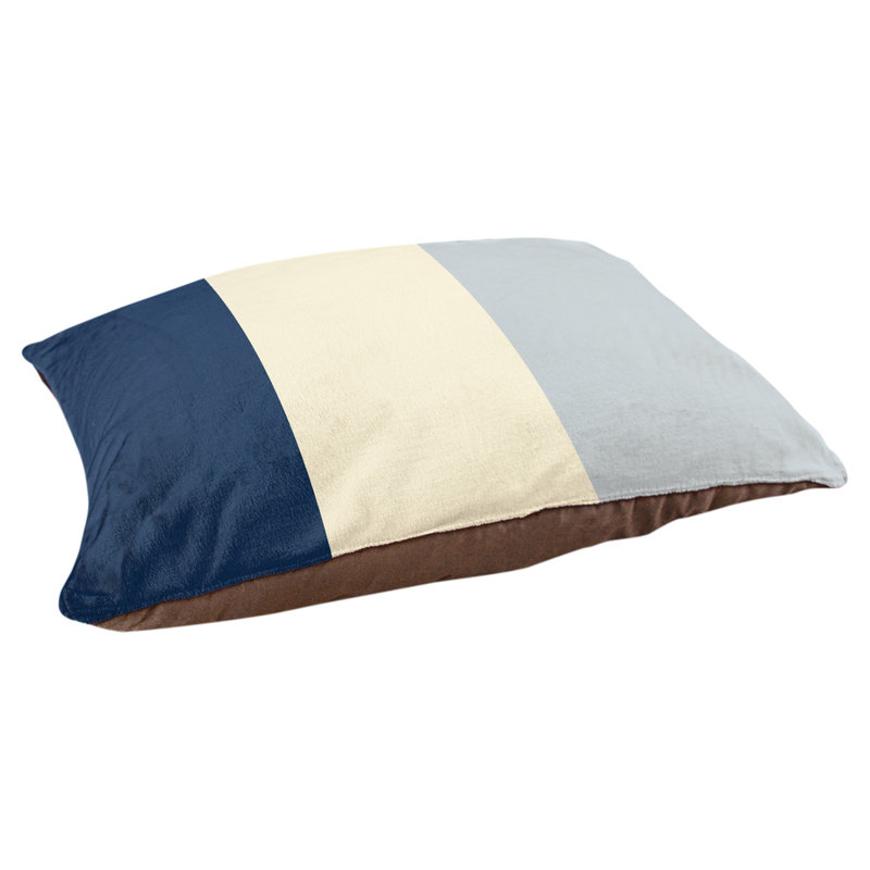 Coussin extérieur Phoenix, Grand (l 40 po x P 30 po x H 14 po), Bleu marine / crème / argent métallique