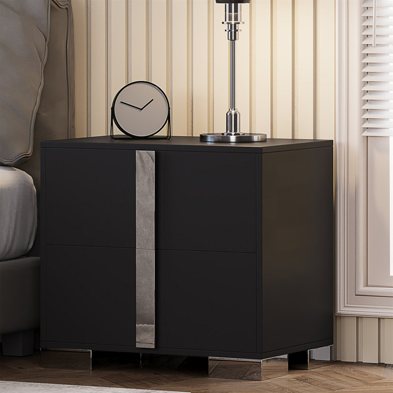 Table de bout moderne avec tiroirs, Noir