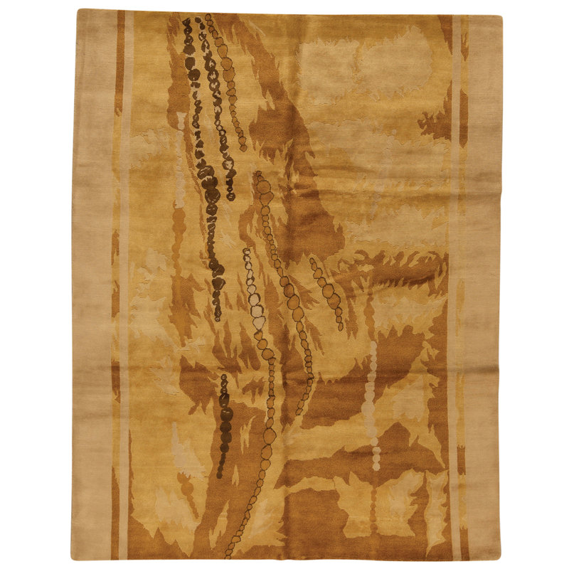 Tapis beige et brun noué à la main de haute qualité