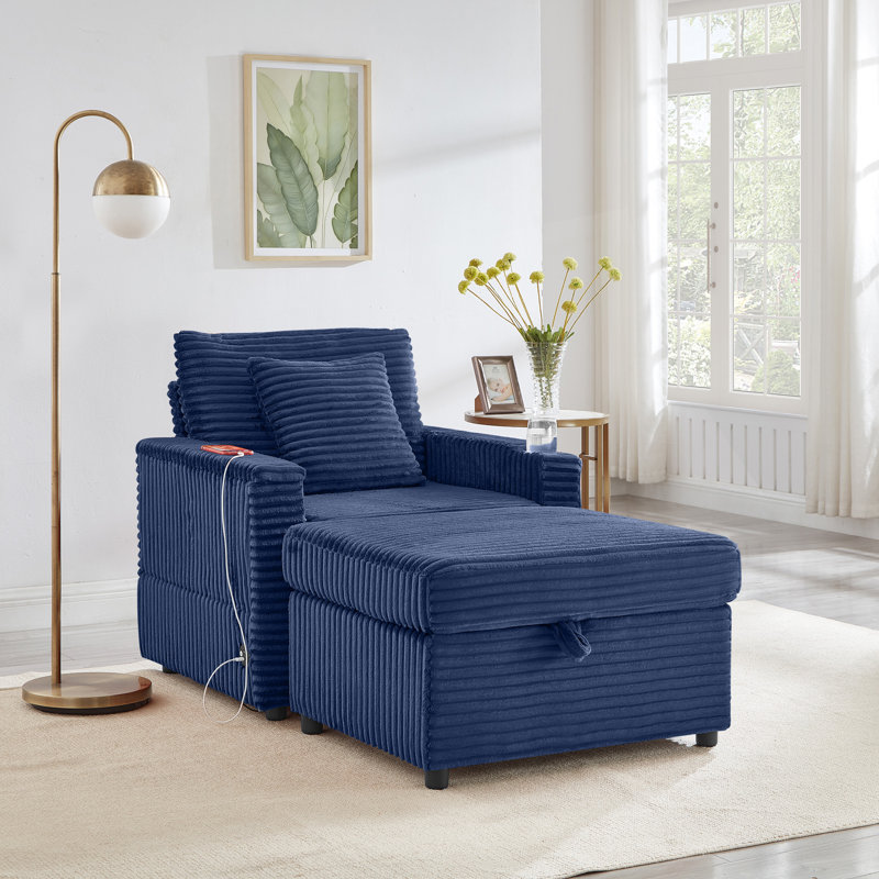 Canapé confortable moelleux en velours côtelé, Bleu