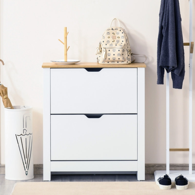 12 Pair Flip Down Shoe Storage, White