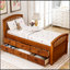 Lit plateforme avec rangement Coverson, lit en bois massif avec 6 tiroirs-544457434