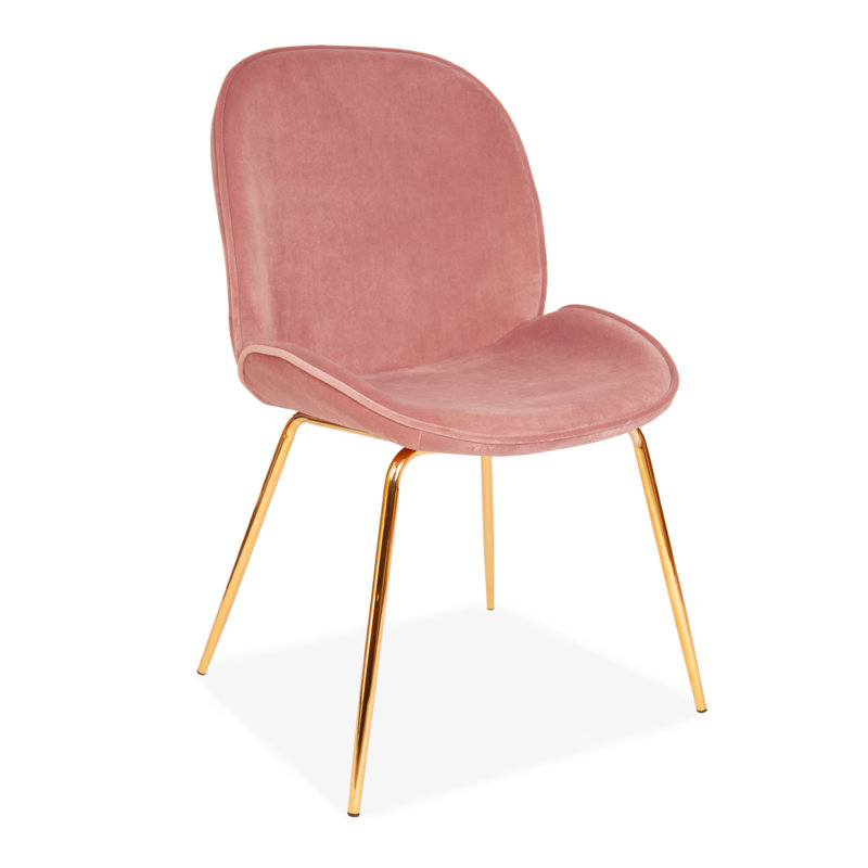 Lawson 58.0cm H Velvet Upholstered Side Chair, Pink, Gold
