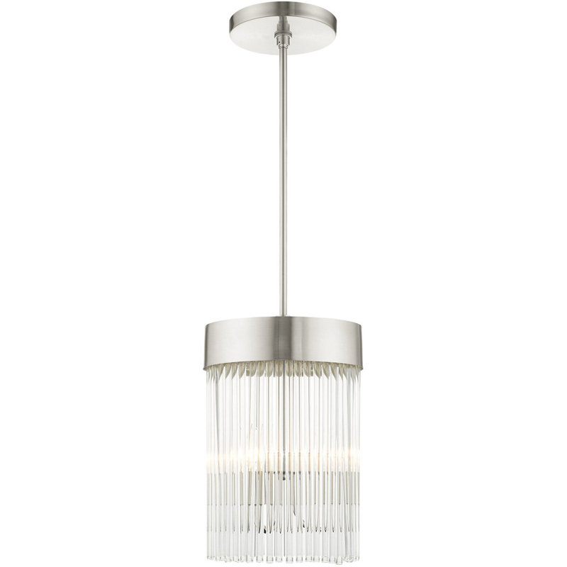 Lustre cylindrique à 3 lumières DEL, Nickel brossé