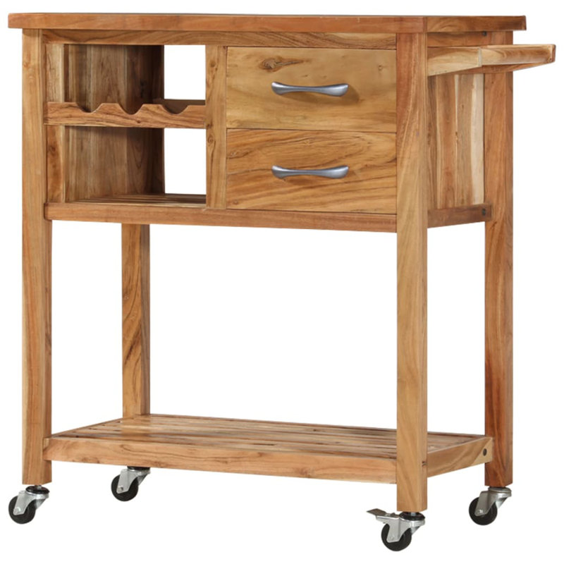 Millwood Pines Kitchen Trolley 31.5"X17.7"X35.8" Solid Wood Acacia