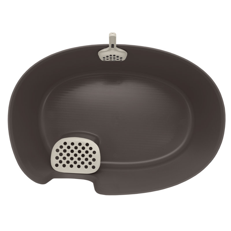 Extra Large Brown High Wall Cat Litter Box with Scoop