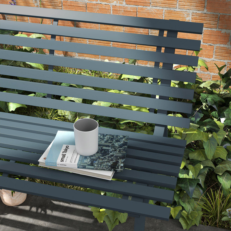 Aluminum Outdoor Bench with Slatted Seat
