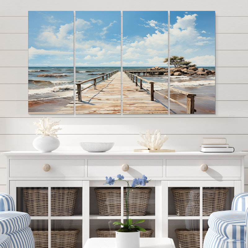 «Pier Serene Horizon I», reproduction sur toile 4 pièces