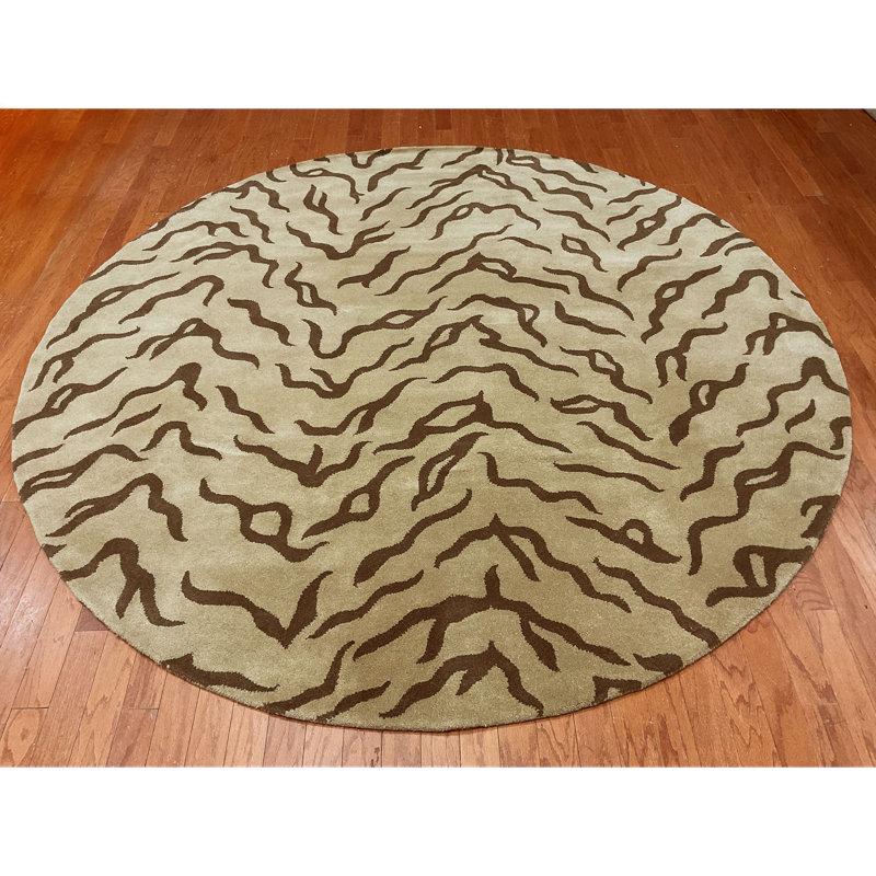 Indo Wool Animal Print Indoor Rug, Round 8'