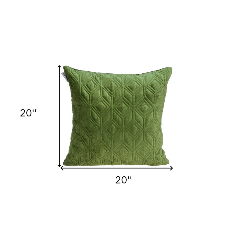 Coussin décoratif en velours olive touffeté à losanges, Olive