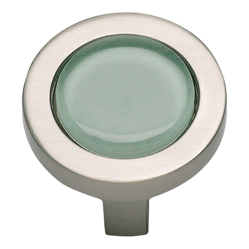 Spa 1-1/4" Diameter Round Knob, Green, Brushed Nickel