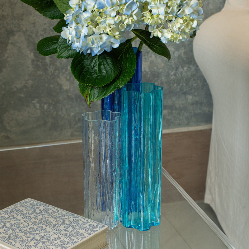Flora Handmade Glass Table Vase, Blue