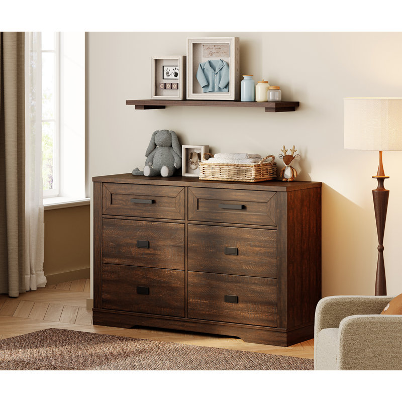 Commode 6 tiroirs Glenford, Brun