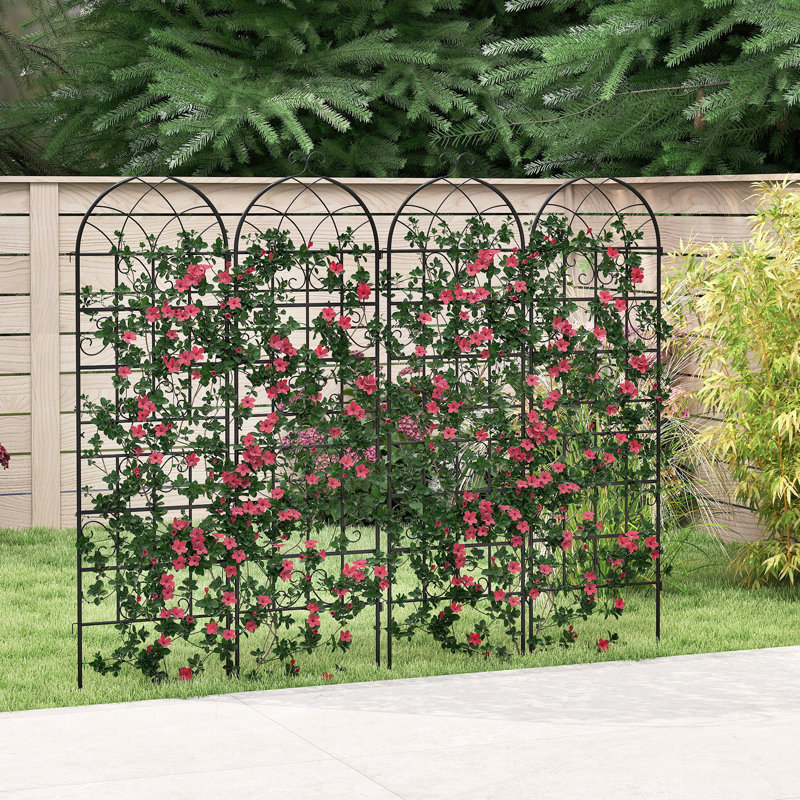 Ensemble de 6 treillis de jardin en métal pour plantes grimpantes, ensemble de 6 panneaux de treillis de style rétro de 71 po de hauteur