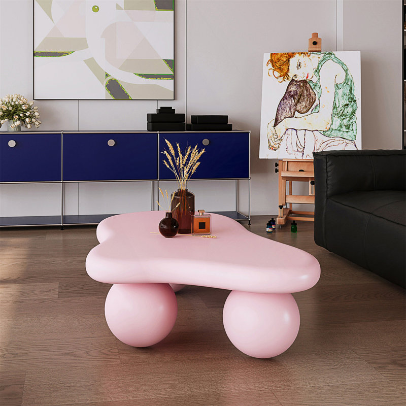 Table basse en forme de nuage, 11.7" H x 40" W x 26.8" D, Rose, Rose