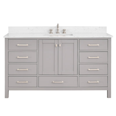60" Bathroom Vanity With Engineered Stone Top