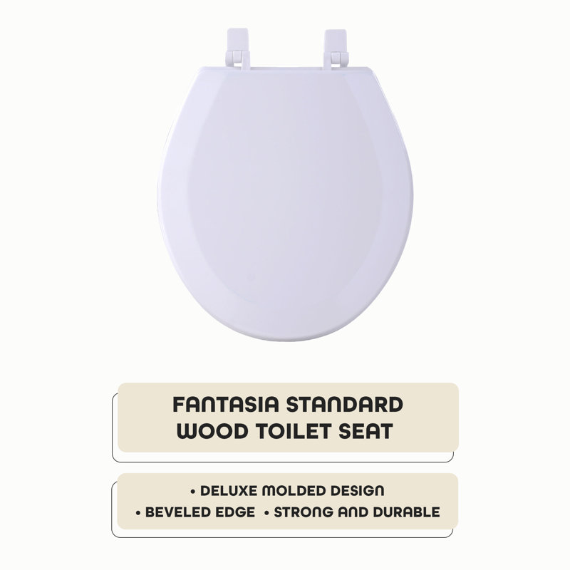 Fantasia Round Wood Standard Toilet Seat, White