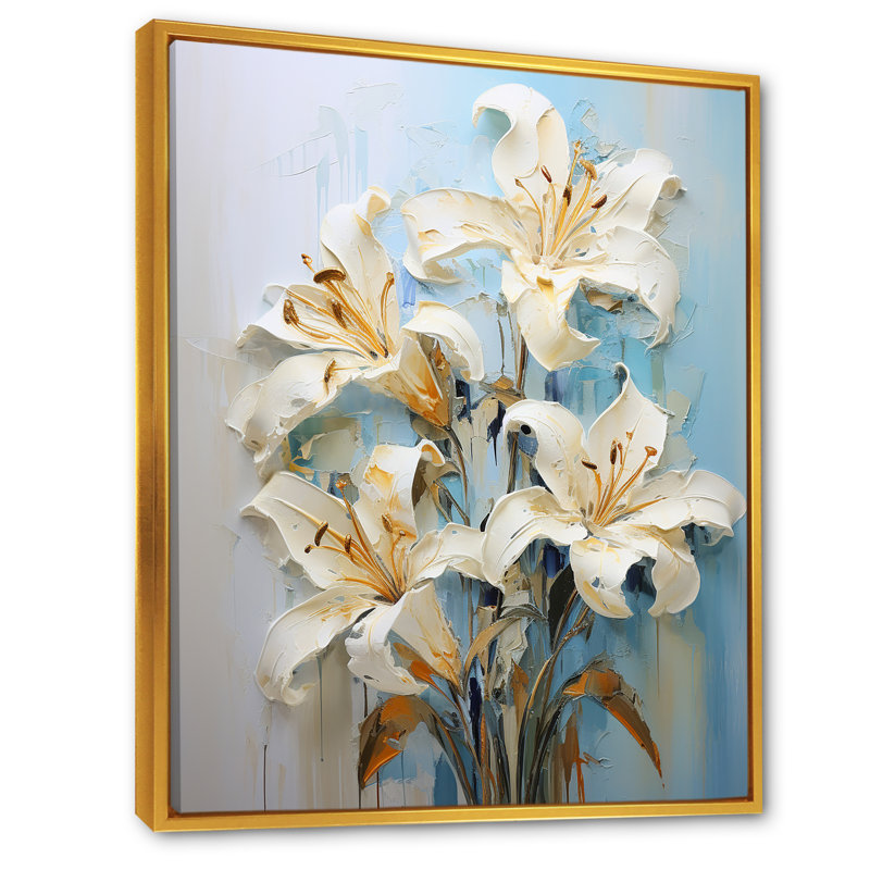 «Garden of Lilies Dreams IV» sur toile, Cadre flottant doré, 44" H x 34" W