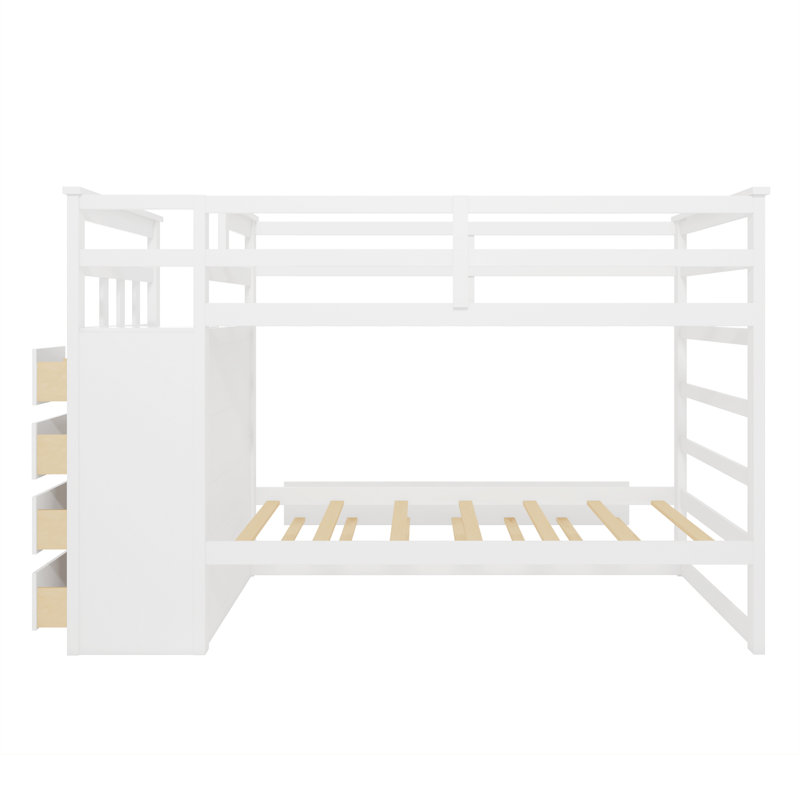 Faheema Twin Over Twin Standard Bunk Bed with Trundle by Harriet Bee, White