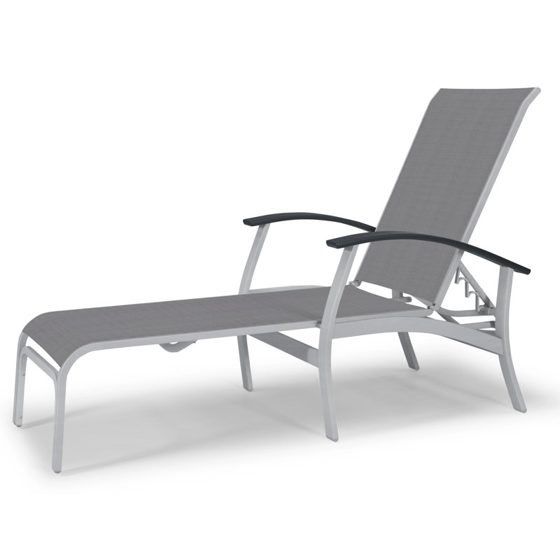 Askar Outdoor Rust-Resistant Metal Chaise Lounge, Textured Beachwood, Classic Graphite P30, Titanium Sunbrella®