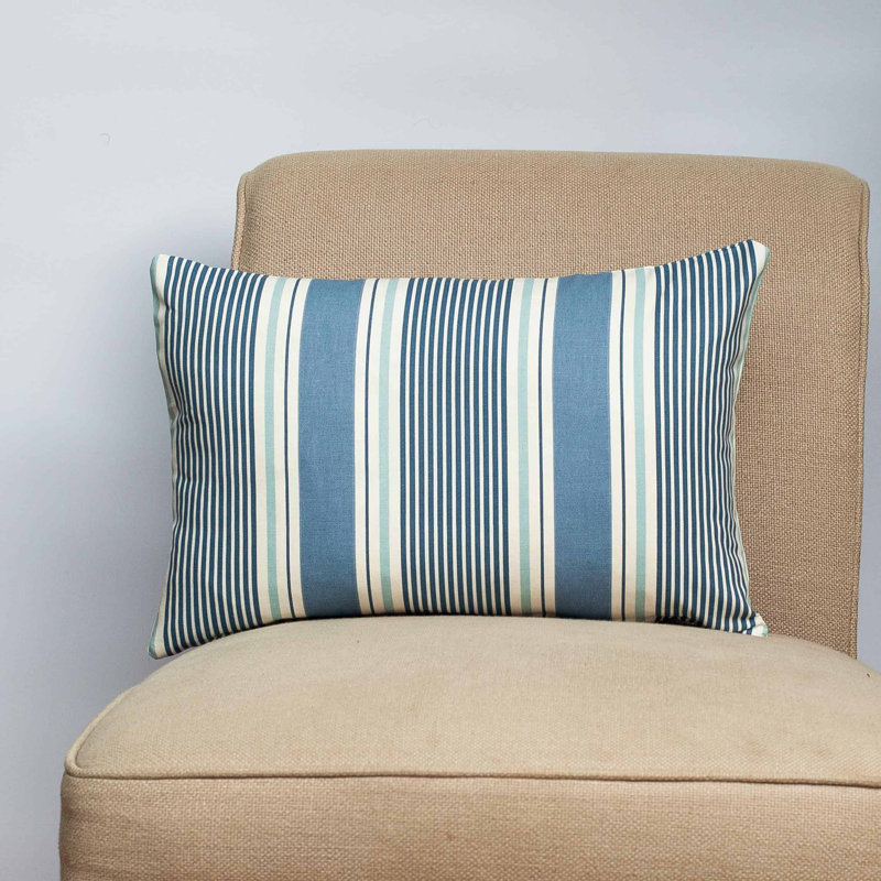 Striped Blue Cushion, 43x30cm, Cover only