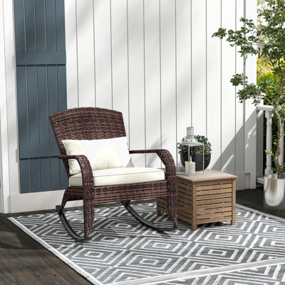 Chaise berçante d'extérieur, chaise berçante de patio en rotin pour le jardin, porche, balcon, chaise berçante contemporaine pour la maison