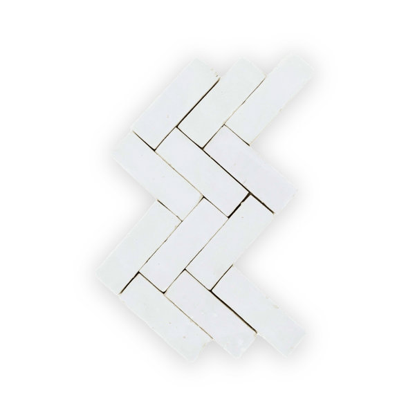 Pure White Zellige Ceramic Wall Tile 2x6