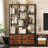 68.5'' Bookcase with 4 Drawers, 6-Tier Bookshelf with Open Display Shelves and Protective Rails, Industrial Large Book Shelf with Storage