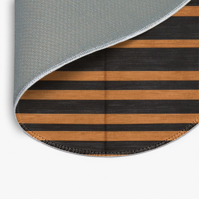 Tapis intérieur / extérieur brun HorizontalStripes, Rond 5 pi