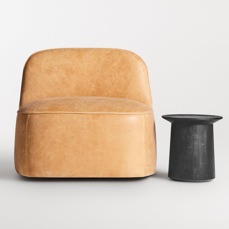 Looksee Swivel Side Chair, Camel Leather