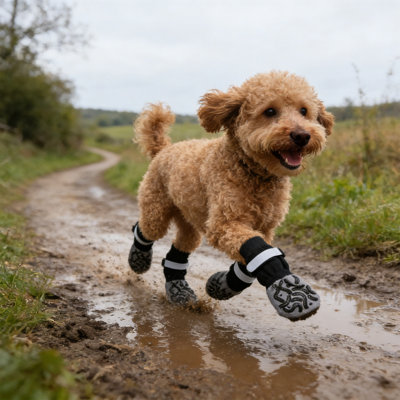 Chaussettes antidérapantes et imperméables pour chien, pointure L, gris