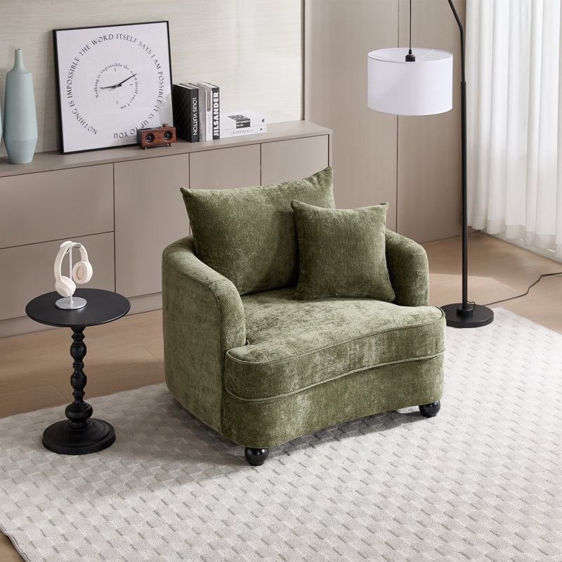 40.2" Chenille Removable Cover Soft Seat Sofa, Green