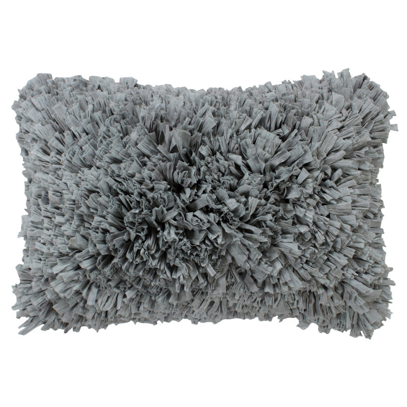 Paper Shag Cotton Reversible Throw Pillow, 14" H x 20" W, Gray