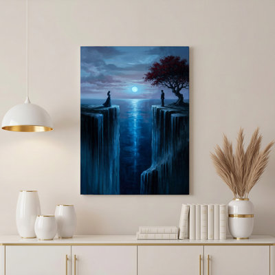 «Gallery Wrap», art mural sur toile pour le salon, la chambre à coucher, le bureau ou le vestibule - décoration murale décorative avec des falaises au clair de lune