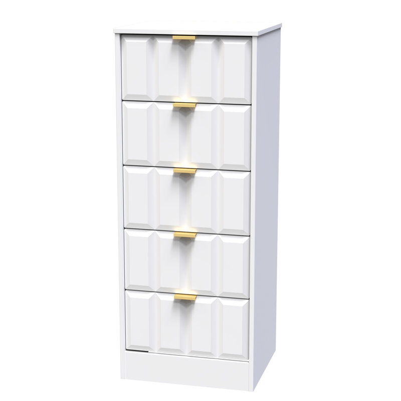 Arnesto 45cm W Manufactured Wood Bedside Table, White Matt