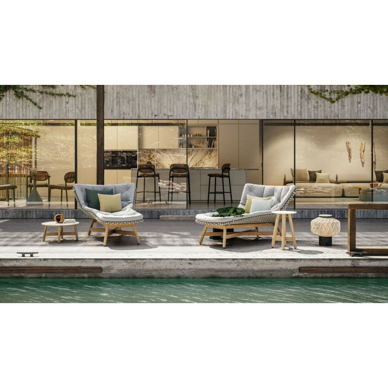 Mbrace Outdoor Teak Chaise Lounge, Sea Salt, Natura Ash
