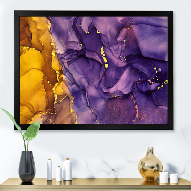 «Mauve et brun», reproduction d'art sur toile abstraite de luxe, H 16 po x l 32 po, Cadre photo noir