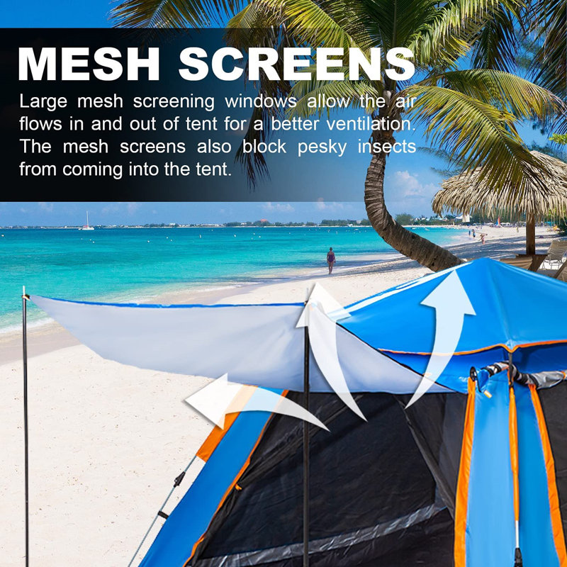 Blue 5-Person Instant Pop-Up Camping Tent with Carry Bag