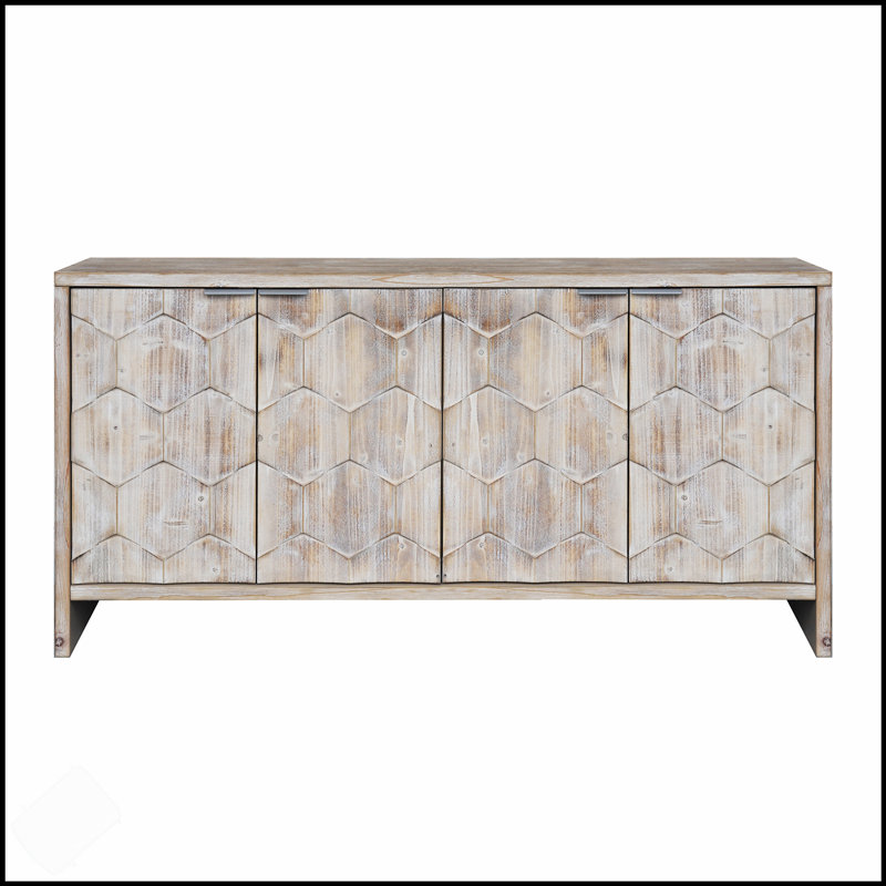 Accent Cabinet Farmhouse Style With 4 Decorative Hexagonal Doors, Perfect For Storage And Aesthetic Appeal