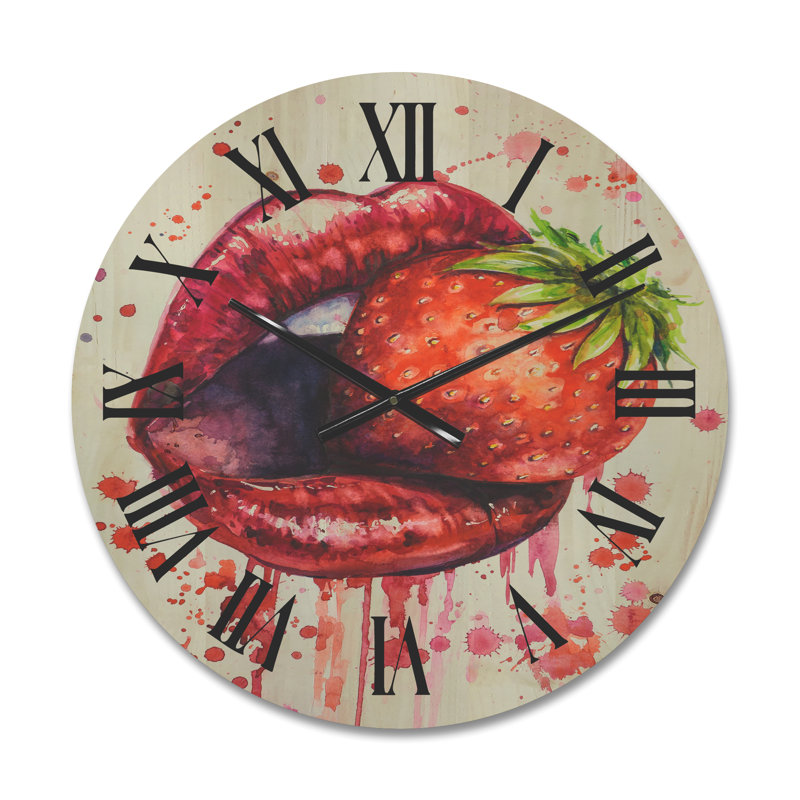 Horloge murale femme léchant une fraise, Moyen