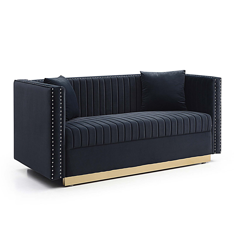 Causeuse moderne en tissu 2 places, Noir