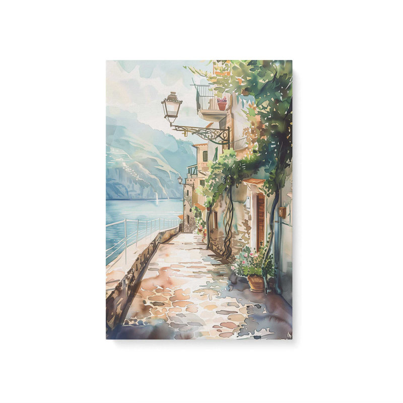 «Coastal Greeting V2», reproduction d'art encadrée sur toile par Azure Artisanal Studio, Toile tendue